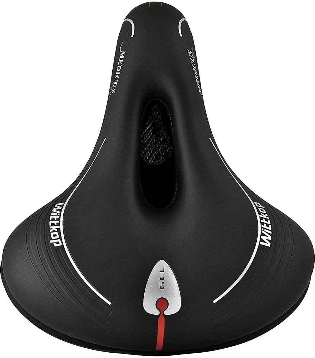 Fietszadel met comfortabel 3 zones concept en extra gelvulling, comfortabel fietszadel voor dames en heren, Büchel Grande Medicus, fietszadel met klauwen, zwart