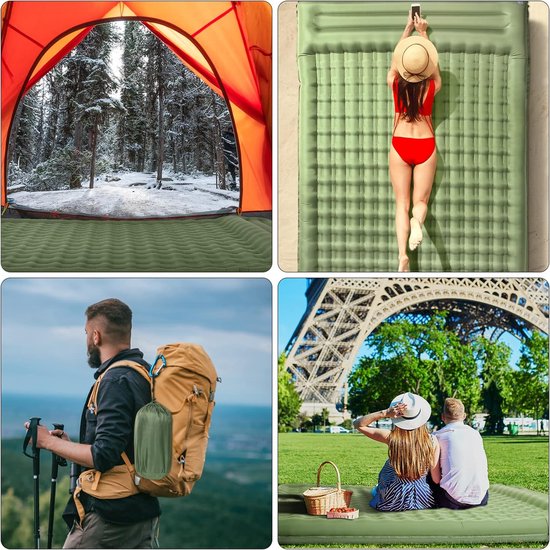Slaapmat 1/2 persoons kamperen buiten, ultralicht opblaasbaar luchtbed met voetperspomp, geïntegreerd kussen, opbergtas, campingmatrassen slaapmat voor wandelen, meer van WELLAX — afbeelding 5