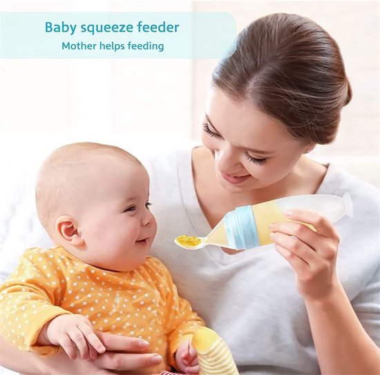 Knijpfles met lepel - Life Nur - Baby / Kinderbestek - Kraamcadeau - Babyshower - Blauw - 120ml van Life Nur — afbeelding 4
