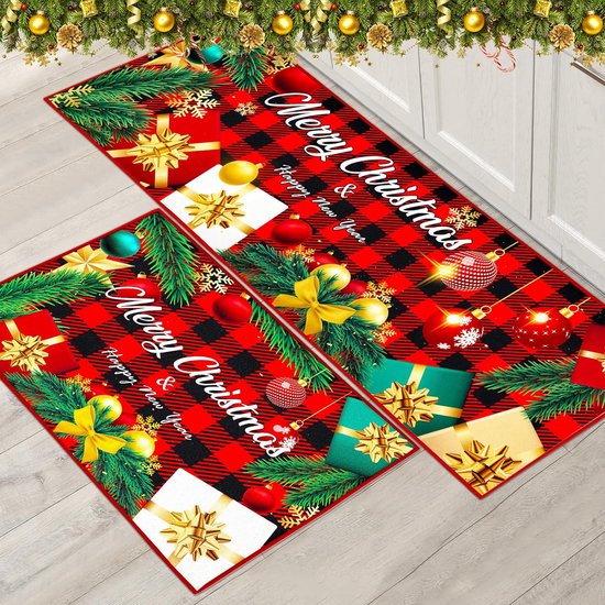 Ensemble de tapis de Noël Tapis rouge de sol intérieur de Noël, tapis de  tapis de... | bol