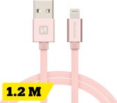 Swissten Lightning naar USB kabel - 1.2M - Gevlochten kabel geschikt voor iPhone 7/8/X/11/12/13/14 - Roze