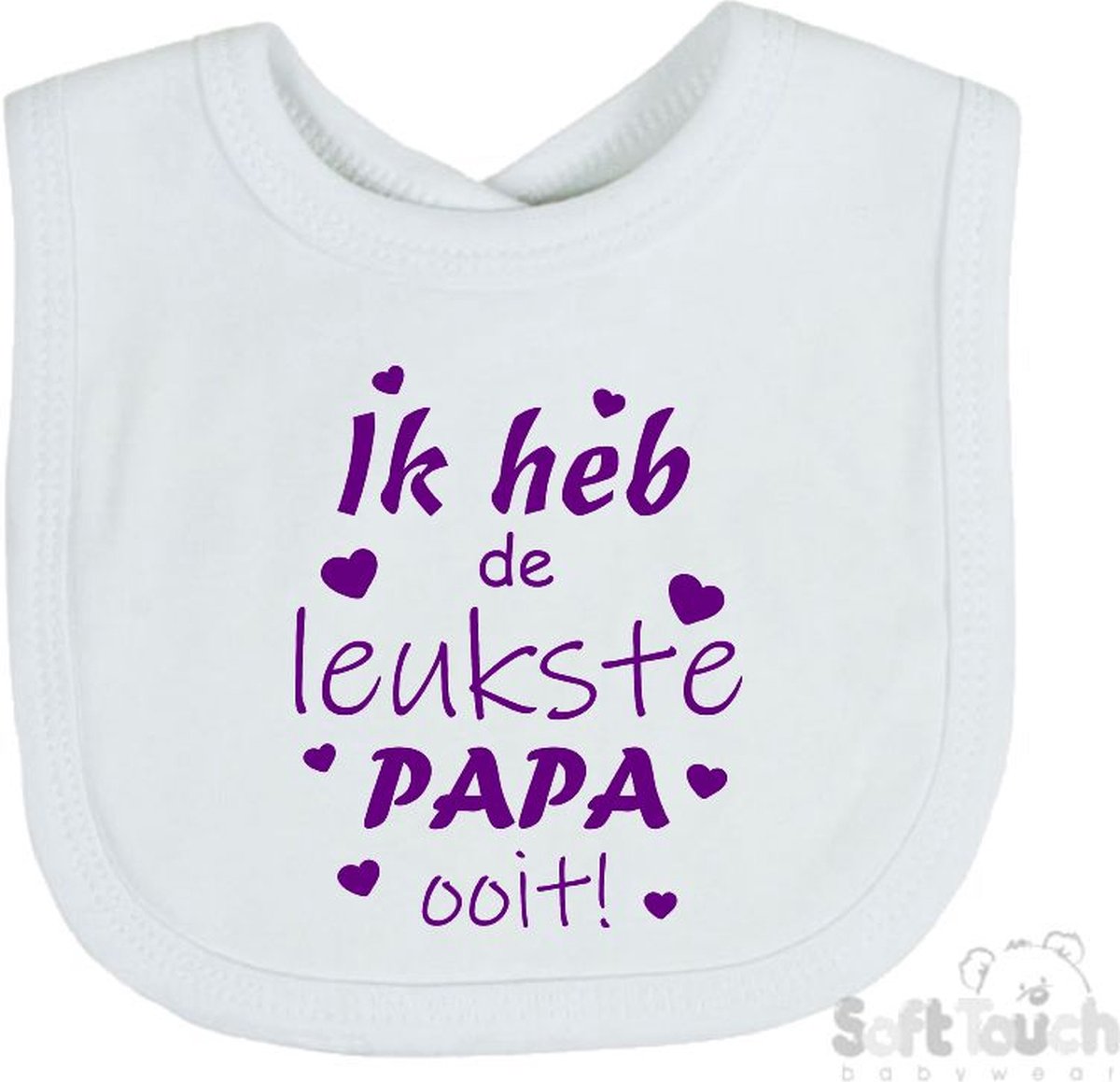 Goedkoopste Soft Touch Slabber Slabbetje Slab Ik heb de leukste papa ooit! Vader Vaderdag Unisex Katoen Wit/paars Maat 33x22 Cm