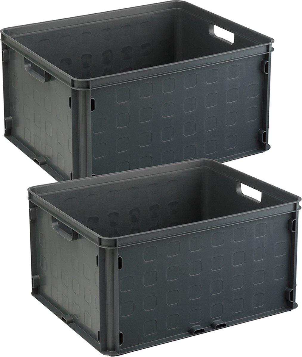 Sunware Square gesloten krat 52L - Set van 2 - Antraciet
