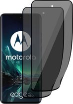2x Privé Screenprotector geschikt voor Motorola Edge 40 Neo - Privacy Beschermglas - Privacy Proteqt+
