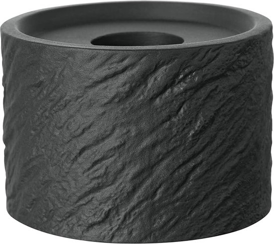 Vervaardiging van een Rock Home Kaarsenhouder 6,5 x 6,5 x 5 cm, Premium Porselein, Zwart.
