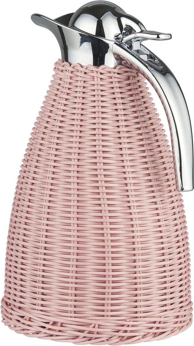 Merkloze Thermoskan met Roze Polyrattan Omhulsel, 1.5L