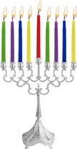 Ner Mitzvah Silver Plated Candle Menorah, very small Hight 20cm