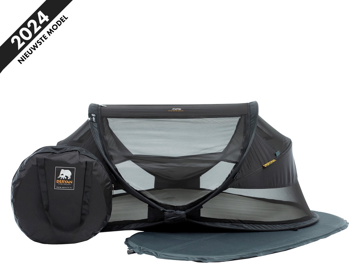 Deryan Baby Luxe reisbed met matras vanaf de geboorte tot 4,5 jaar - Pop Up babybed babytent in 2 Seconden opgezet - incl. klamboe & reistas - 136x84x62cm (zilver