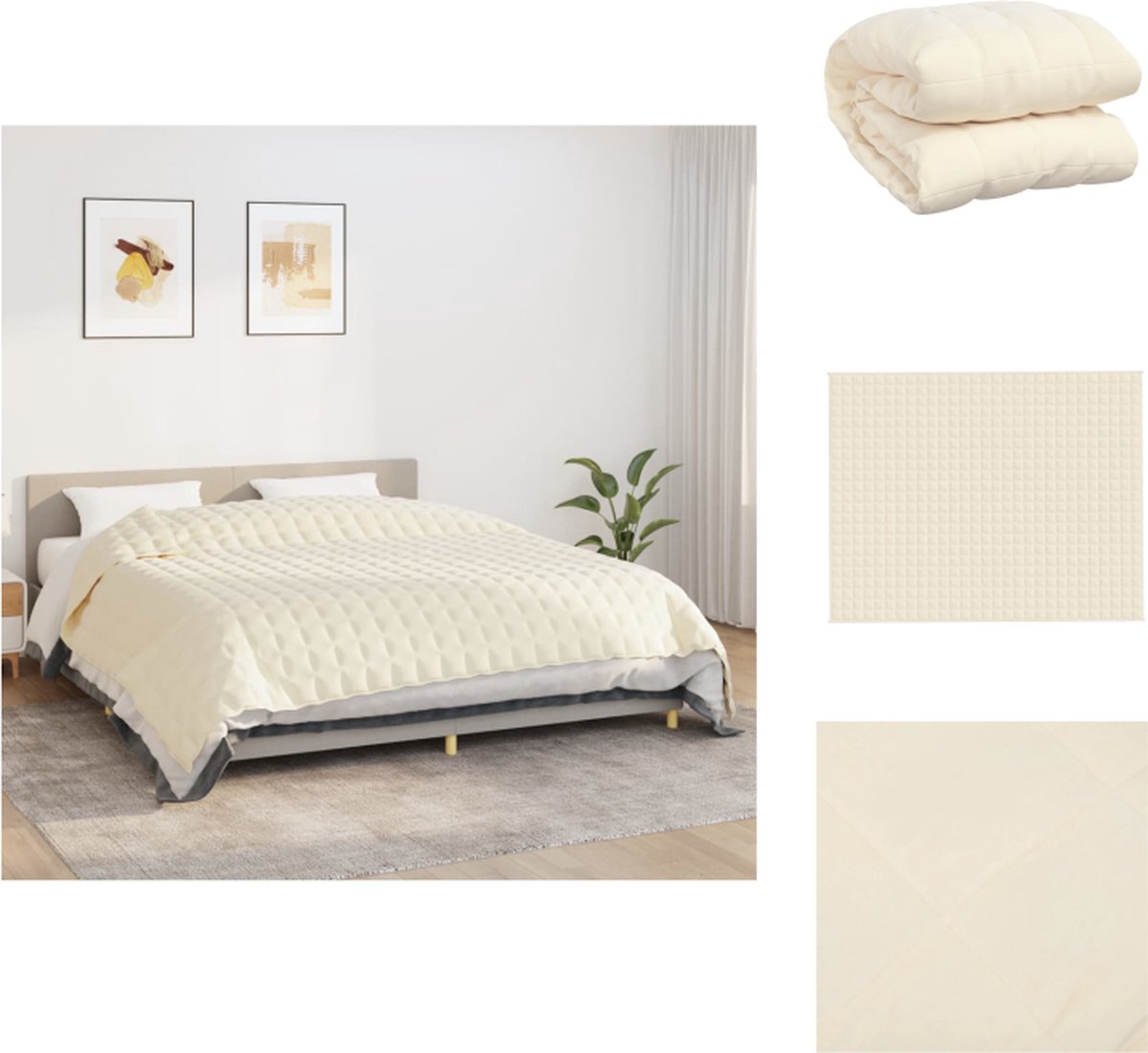 vidaXL - Verzwaringsdeken - 235x290 - cm - 15 - kg - stof - lichtcrèmekleurig
