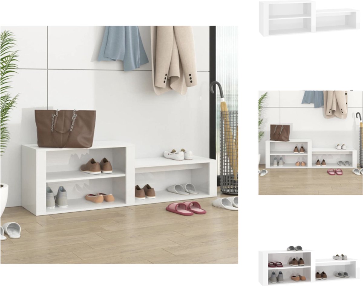 VidaXL Schoenenkast Hoogglans Wit 150 x 35 x 45 cm Stevig Materiaal Voldoende Opbergruimte Schoenenkast