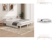 vidaXL Bedframe - Massief grenenhout - Wit - 205.5 x 155.5 x 69.5 cm - Voor matras 150 x 200 cm - Montage vereist - Bed