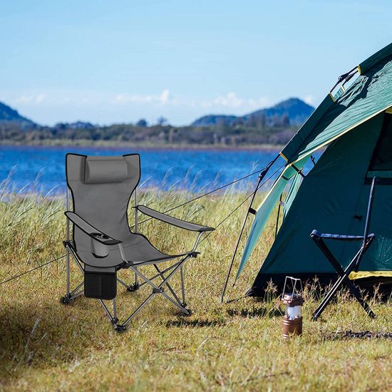 Camping Outwell klapstoel Spring Hills Blue met bekerhouder en hoge r