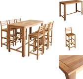 vidaXL Bartafel en -stoelenset - Acaciahout - 150x70x105 cm - 6 stuks - Set tafel en stoelen