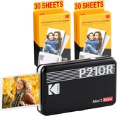 KODAK Pack Mini Imprimante P210 Retro 2 + Cartouche et papier pour 60 photos - Imprimante Connectée Bluetooth - Photos format CB 5,3 x 8,6 cm - Batterie Lithium - Sublimation Thermique 4Pass, 8 photos incluses dans l'imprimante.