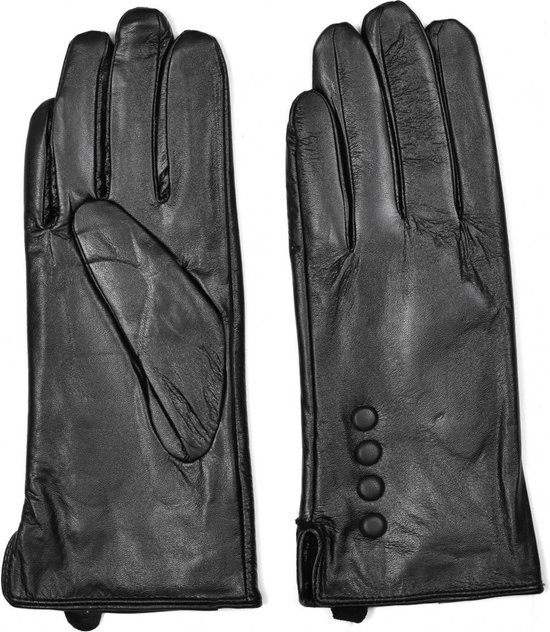 Leren Handschoenen Dames - Met Sierknoopjes - Fleecevoering - Handschoenen Dames Winter - Winddicht en waterafstotend - Maat XL