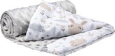 Baby Blanket, 100% Cotton, 75 x 100 cm, Double-Sided Multifunctional Plush Blanket for Pushchairs, Soft, Fluffy, Bright with Grey Plush