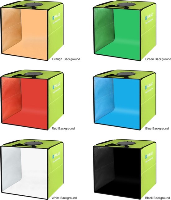 Puluz Professionele Fotostudio Box – Fotostudio met LED Verlichting – Opvouwbaar Lightbox – Draagbaar Fotobox – 6 Kleuren Achtergrond – Productfotografie – Achtergrond Fotografie – Fototent – Fotodoos – Softbox – 30x30x30cm - PULUZ