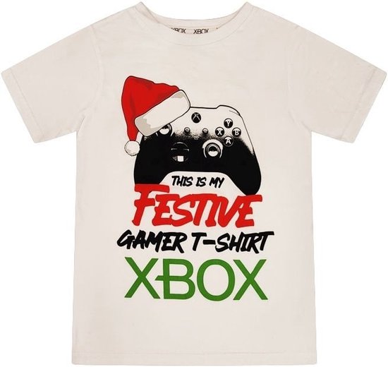 Kerstshirt Kerstmuts Xbox Controller Wit - Jongens