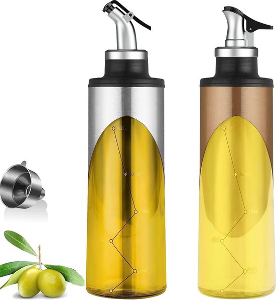 Oliefles Met Tuit En Trechter. 2pc 300ml Azijn Olie Fles 300ml Olijfolie Dispenser