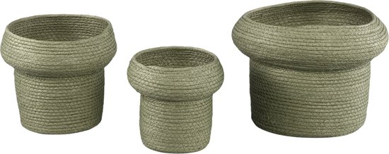 PTMD Summera Green round paper rope pot w border SV3
