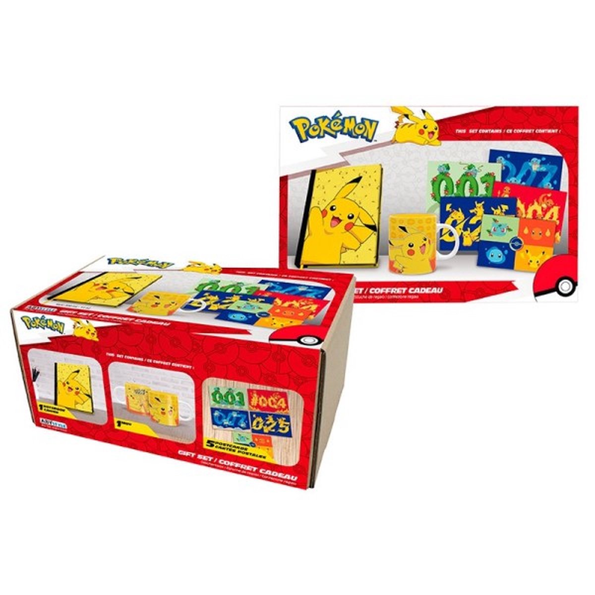 POKEMON Cadeauset Pikachu A5 Notitieboekje + Mok + Ansichtkaarten