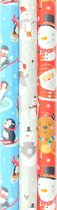 Noël 3 cadeaupapier - Kerstpapier inpakpapier voor Kinderen - 3 meter x 70 cm - 3 rollen