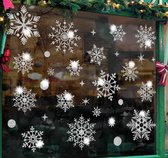 Zilver Glitter Raamstickers Kerst - Kerststickers - Sneeuwvlokken - Kerstversiering - 30 Stickers