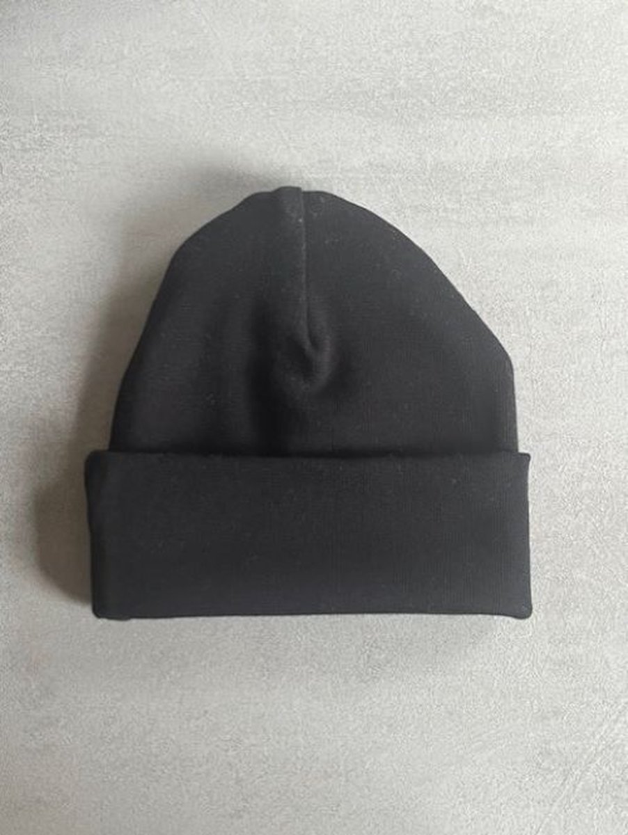 Goedkoopste Babymuts - gepersonaliseerd - met naam - Kleur Zwart - maat 0-3 maanden - Baby - Muts - Kraamcadeau