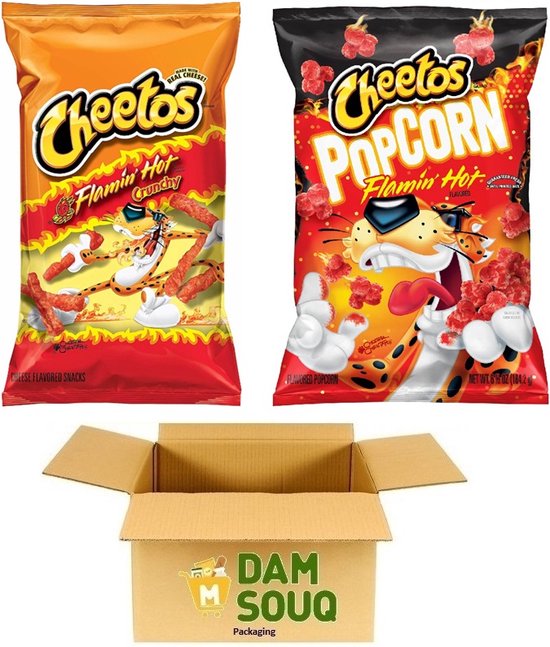 Damsouq® Mixpak Cheetos Flamin Hot Crunchy Popcorn + Chips (226Gr