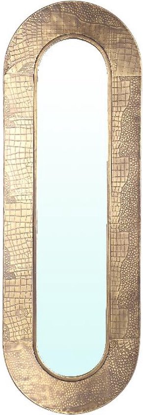 PTMD Darcio Gold miroir ovale en fer épais imprimé croco