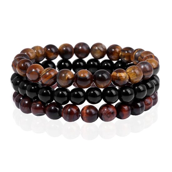 Ensemble de Bracelets empilés Memphis pour hommes - Tiger 8 mm 1-19 cm