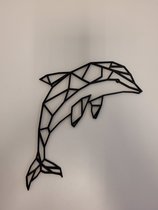 LBM - Geometrische dolfijn zwart middel- wanddecoratie - muurdecoratie - dolfijn