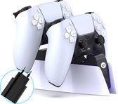 KOJY Playstation 5 Charging Station pro - Station de charge PS5 - Adaptateur inclus - Indication LED - Chargeur Fast - Manette PS5 - Accessoires PS5