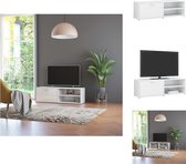 vidaXL tv-kast Modern - Hout - 120 x 34 x 37 cm - Hoogglans wit - Kast