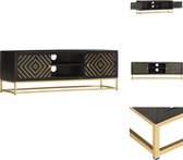 vidaXL Retro Tv-meubel - 120 x 30 x 40 cm - Zwart en Goud - Massief Mangohout en Gepoedercoat Staal - Kast