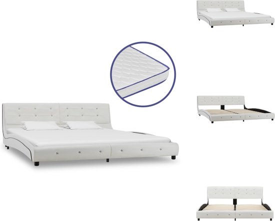 vidaXL Bed - Klassiek - IJzer/multiplex/MDF - 223x185x69.5 cm - Inclusief traagschuim matras - 5 lagen - Bed