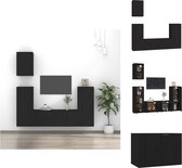 vidaXL TV-meubelset - Klassiek ontwerp - Bewerkt hout - Wandgemonteerd - Voldoende opbergruimte - Zwart - 5-delig - Kast