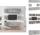 vidaXL TV-meubelset - Betongrijs - 2x 100 x 34.5 x 40 cm - 6x 40 x 34.5 x 40 cm (L x B x H) - Wandgemonteerd - Kast
