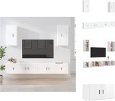 vidaXL TV-meubelset - Klassiek ontwerp - Hoogglans wit - 2x 80x34.5x40cm - 2x 40x34.5x40cm - 2x 40x34.5x80cm - Kast