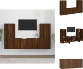 vidaXL Tv-meubelset - Klassiek - Bewerkt hout - 2x 40x34.5x100cm - 1x 100x34.5x40cm - Bruineiken - Kast