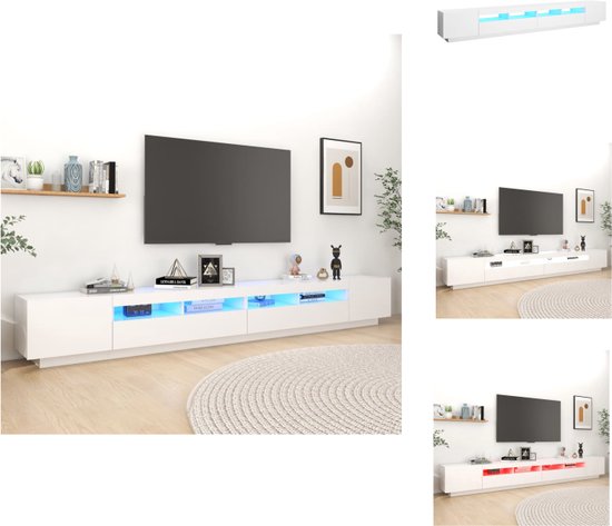 vidaXL TV-meubel - LED-verlichting - wit - bewerkt hout - 300 x 35 x 40 cm - RGB LED - Kast