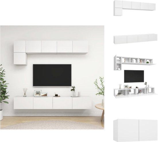 vidaXL Ensemble de meubles de télévision - (naam ) - Unité murale - Couleur - blanc - Matériau - aggloméré - Dimensions - 60x30x30 cm / 80x30x30 cm / 100x30x30 cm - Assemblage requis
