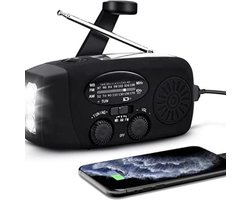 Radio Op Batterijen Voor Rampen - Radio Opwindbaar - Noodradio - Noodradio Solar Opwindbaar - Zwart