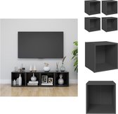 vidaXL tv-meubelset - staand - grijs - 37 x 35 x 37 cm - stabiel en duurzaam - Kast