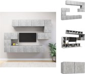 vidaXL Televisiemeubelset Hangend - Spaanplaat - Betongrijs - 8x 60x30x30cm + 2x 30.5x30x30cm - Kast