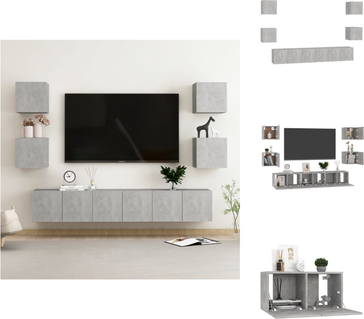 VidaXL TV Meubel Stereokast Betongrijs 60 X 30 X 30 Cm 30 5 X 30 vidaxl-tv-meubel-stereokast-betongrijs-60-x-30-x-30-cm-30-5-x-30