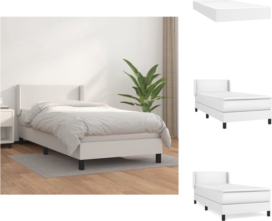 vidaXL Bed - Kunstleer - Pocketvering - 90x200 cm - Wit - Bed