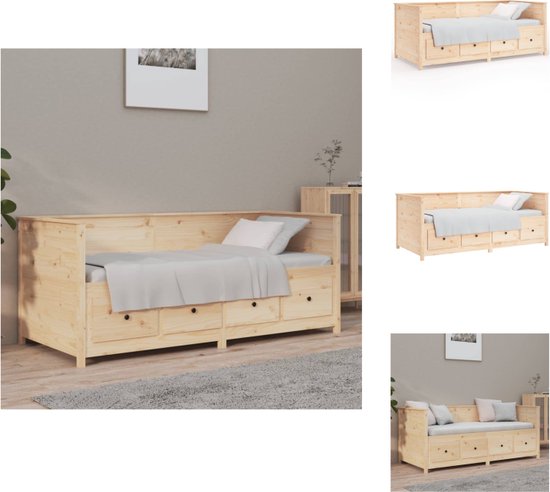 vidaXL slaapbank massief grenenhout - 207.5 x 107 x 80 cm - veelzijdig ontwerp - Bed