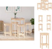 vidaXL Houten bartafel set - Grenenhout - 80 x 80 x 110 cm - Inclusief 4 barstoelen - Set tafel en stoelen