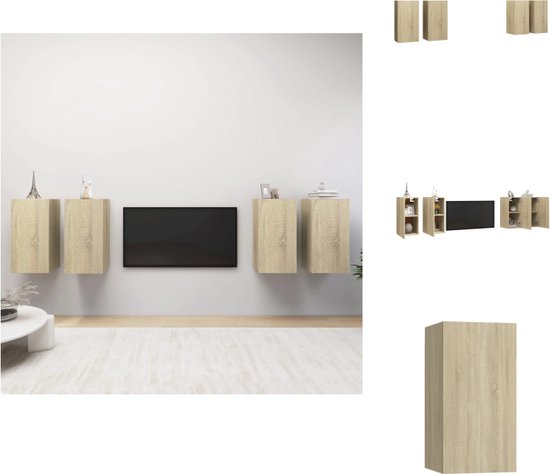 Homgoday Tv-kast, televisiekast met 6 vakken, tv-tafel, tv